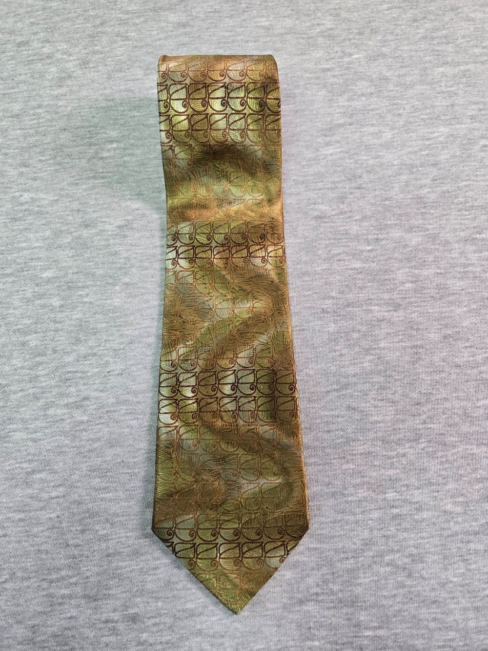 Vtg J Garcia Tie Mens One Size Gold Geometric Birdland Collection Thirty Seven